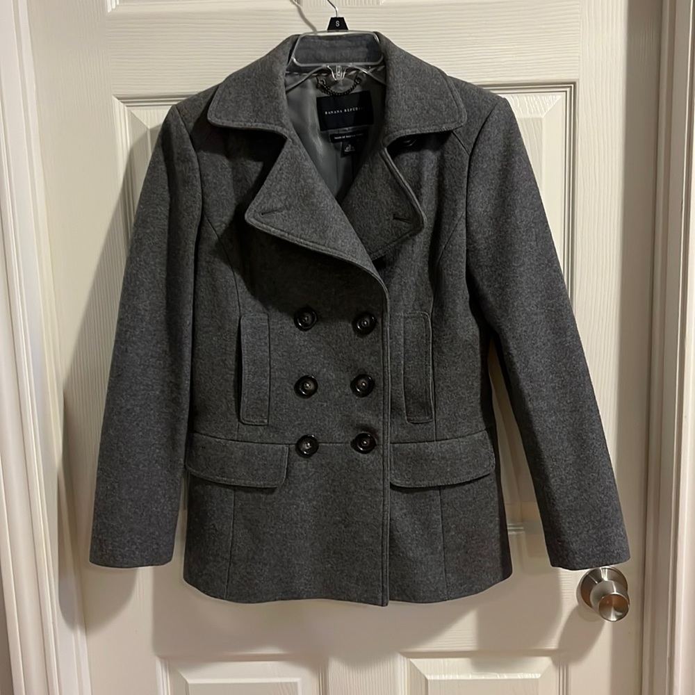 Banana Republic short gray pea coat- SMALL